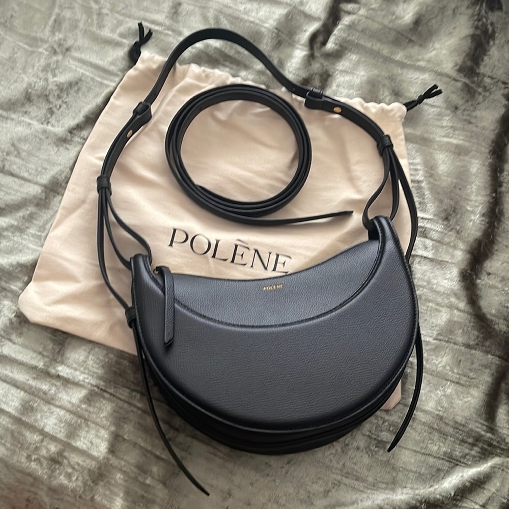 Polene Crescent Saddle Bag in Black